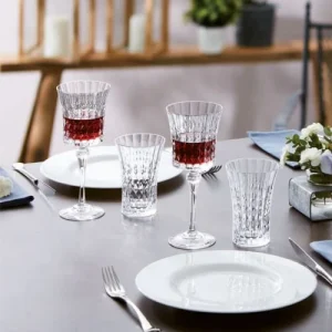 6 Verres à Vin Rouge Et Blanc 27cl Lady Diamond – Cristal D’Arques dernière tendance 12