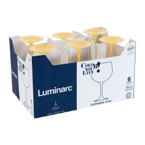 vente pas cher Luminarc Boîte De 6 Verres à Pied 70 Cl Mimosa Jaune 6