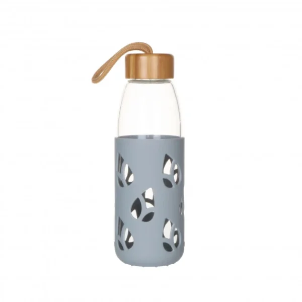 soldes en ligne Tout neuf 🔥 Bouteille en Verre avec Protection Silicone Gris 55 cl Pebbly 🛒 1