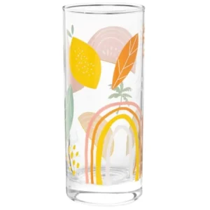 Maisons Du Monde Chopes En Verre Motifs Arc-en-ciel Et Fruits (x6) Et Support Façon Paillotte prix pas cher 7