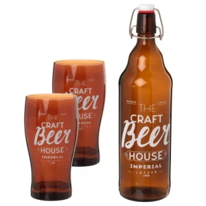 Maisons Du Monde Coffret Verres à Bière 0.5L (x2) Et Bouteille 1L En Verre Ambré – Lot De 2 officiel 6