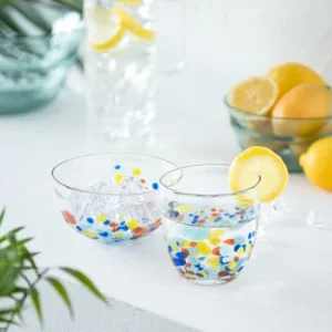 grande promotion Maisons Du Monde Gobelet En Verre Transparent Et Motifs à Pois Multicolores – Lot De 6 6