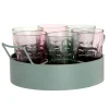 officiel Maisons Du Monde Gobelets En Verre Rose Et Vert (x6) Plateau Rond En Métal Vert Olive 5