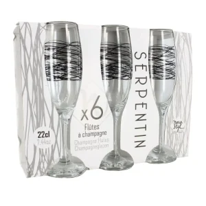 vente pas cher en ligne Novastyl Lot De 6 Flutes 22cl Avec Décor Serpentin Noir 6