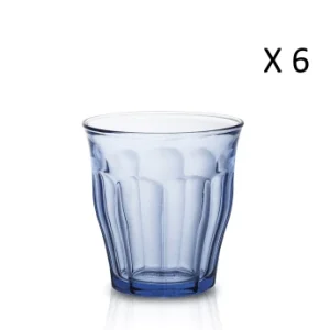 Réductions Duralex Lot De 6-Verre à Eau 25cl En Verre Trempé Résistant Teinté Bleu Marine 11