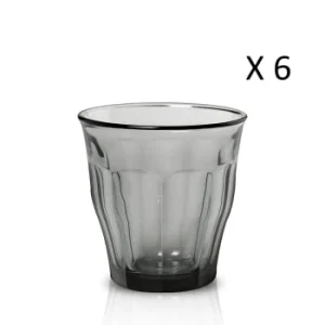 soldes pas cher Duralex Lot De 6 – Verre à Eau 25 Cl En Verre Trempé Résistant Teinté Gris 13