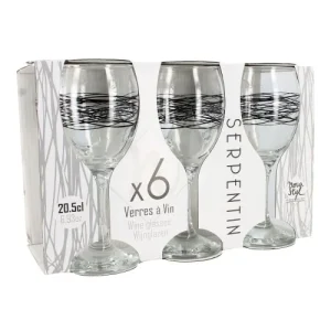 Novastyl Lot De 6 Verres à Pied Dessin Noir 20,5cl qualité supérieure 6