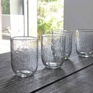 Maison Tilleul Set 4 Verres Gobelet Verre Pommelé Transparent à prix imbattables 9