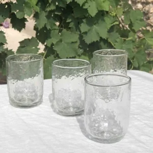 Maison Tilleul Set 4 Verres Gobelet Verre Pommelé Transparent à prix imbattables 11