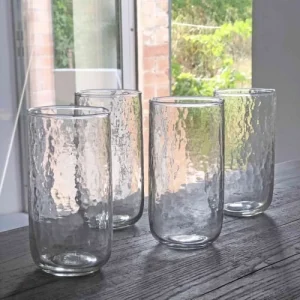 Maison Tilleul Set 4 Verres Hauts Verre Pommelé Transparent Satisfait ou Remboursé 9