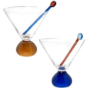 acheter en ligne Maisons Du Monde Set Verres à Cocktail (x2) Avec Touilleurs Orange Et Bleu 6