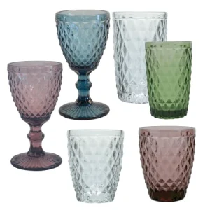 aux meilleurs prix Sibo Homeconcept Verre à Pied En Verre Pressé Bleu 34 Cl – Lot De 6 9