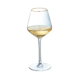 garantie de qualité Cristal D’Arques Verre à Pied Universal Bord Or 38cl – Lot De 4 11